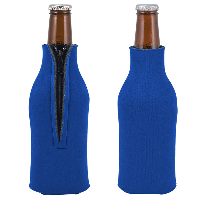 Unsewn Zipper Bottle Coolers Embroidery Blanks - Royal