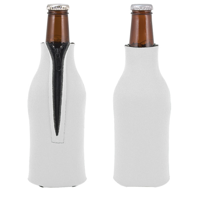 Unsewn Zipper Bottle Coolers Embroidery Blanks - White