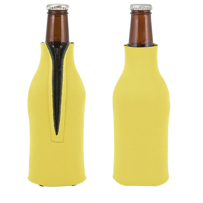 Unsewn Zipper Bottle Coolers Embroidery Blanks - Yellow