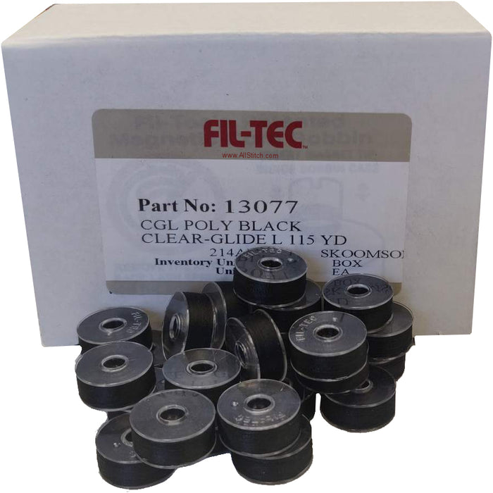 FilTec PArt 13077 CGL Poly Black Clear-Glide 115 YD Embroidery Bobbins