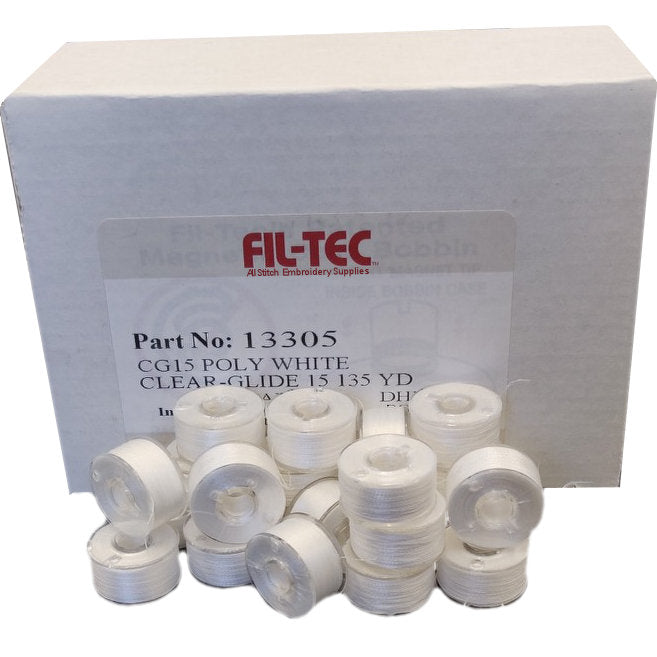 Fil-Tec Plastic Sided Machine Embroidery Bobbins Part 13305 Class 1560 wt White  Brother SA-156