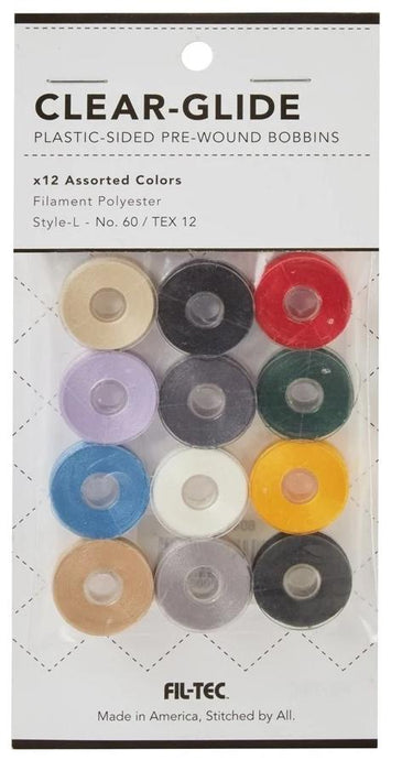 Janome 12 Pack Pre-Wound Plastic Bobbins Black Thread