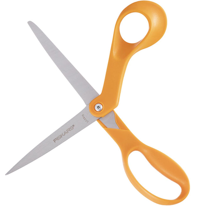 Fiskars® Bent Left-Hand Scissors, 8, Pointed , Orange/Red