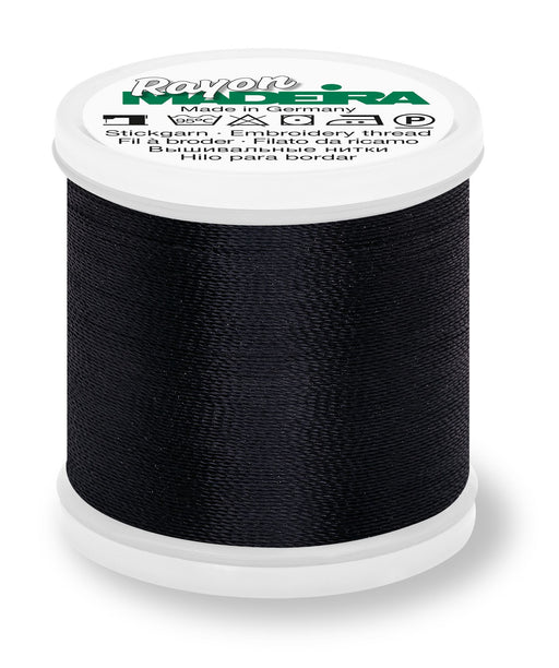 Madeira Rayon 40 | Machine Embroidery Thread | 220 Yards | 9840-1000 | Black