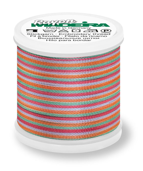 Madeira Rayon 40 | Machine Embroidery Thread | 220 Yards | 9840-2141 | Peach, Blue, Rust, Green Multicolor