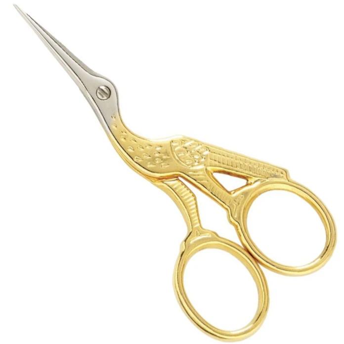 Embroidery scissors, sand-blasted rose-gold Stork - OMNIA Line