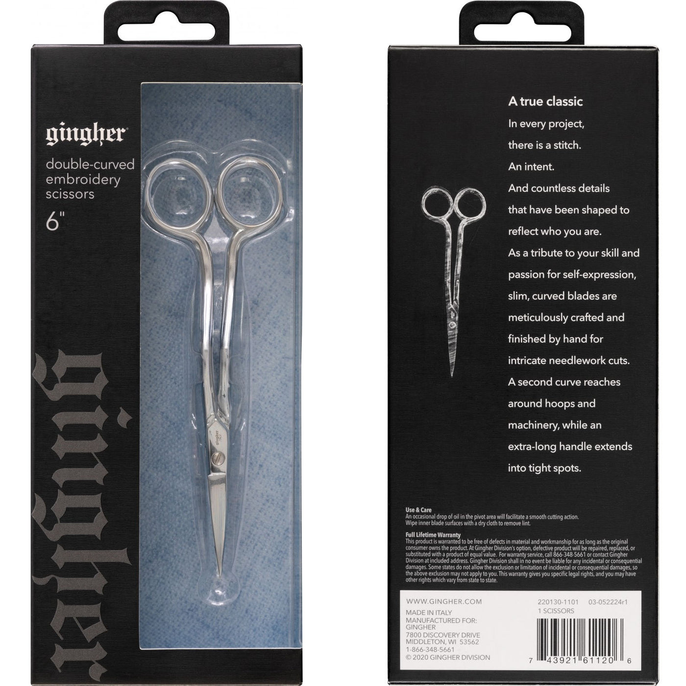 Gingher 6 Inch DoubleCurved Machine Embroidery Scissors — AllStitch