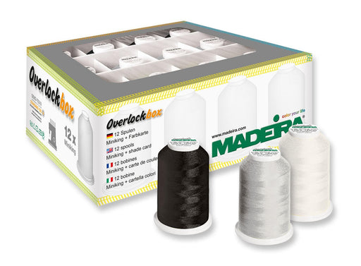 Madeira Overlock Thread | Mini King Box | 3+1 Black & White | 9200