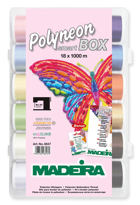 Madeira Polyneon 40 | 18 Spools x 1100 Yards | Smartbox | Collection | 8047