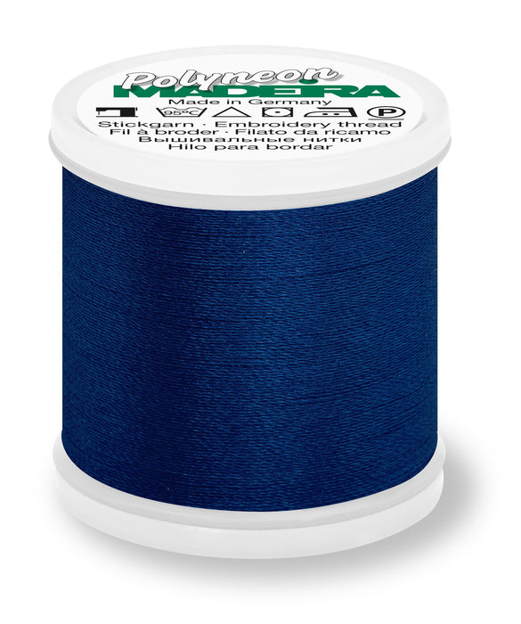 Madeira Polyneon 40 | Machine Embroidery Thread | 440 Yards | 9845-1966 | Dark Indigo