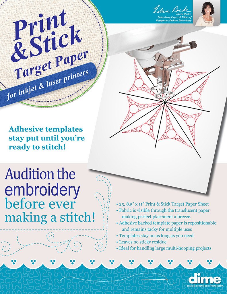 Print & Stick Target Paper by Designs in Machine Embroidery — AllStitch  Embroidery Supplies