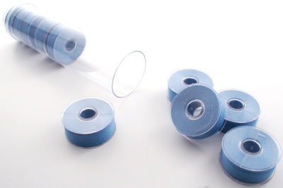 hawaiian blue Clear-Glide Plastic Sided Embroidery Bobbins - Tubes of 8 Class 15