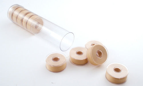 light tan Clear-Glide Plastic Sided Embroidery Bobbins - Tubes of 10 Class L