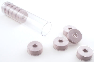 light grey Clear-Glide Plastic Sided Embroidery Bobbins - Tubes of 8 Class 15