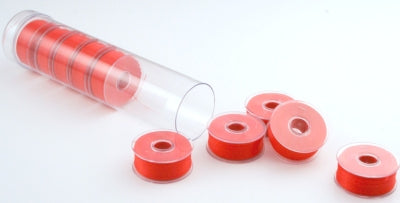 candy apple red Clear-Glide Plastic Sided Embroidery Bobbins - Tubes of 10 Class L