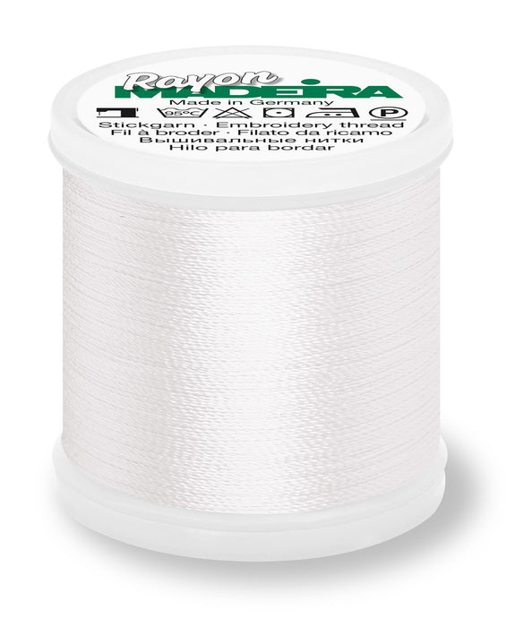 Madeira Rayon 40 | Machine Embroidery Thread | 220 Yards | 9840-1001 | Super White