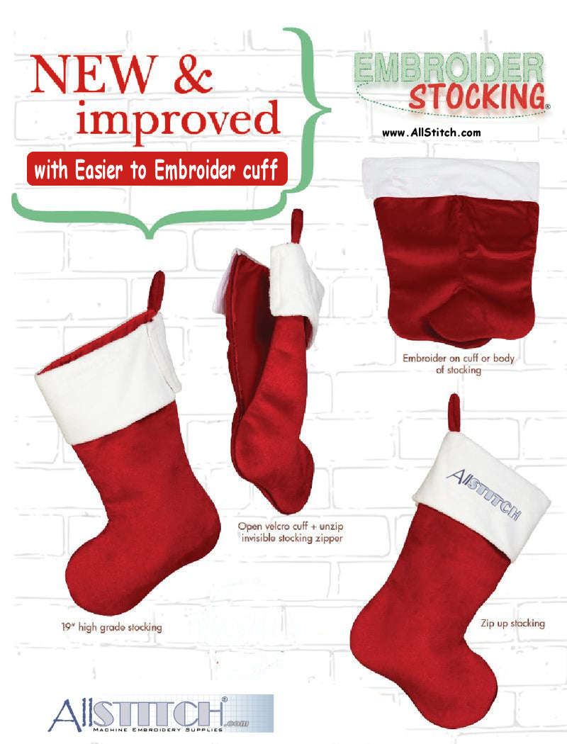 Embroidery Blank Embroiderable Plush Christmas Stocking with Zipper — AllStitch Embroidery Supplies