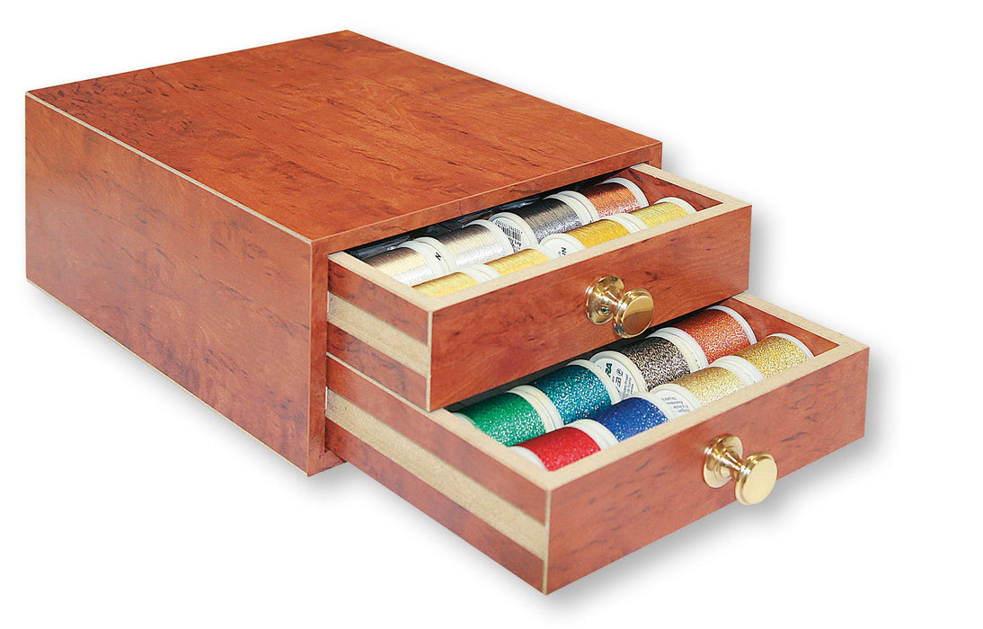 Vintage Wooden Thread Box With 52 Spools of Sewing Thread Assorted