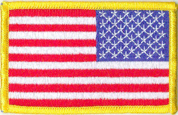 Gold Trim Waving American Flag Patch - USA Flag Patches - Patriotic Patch