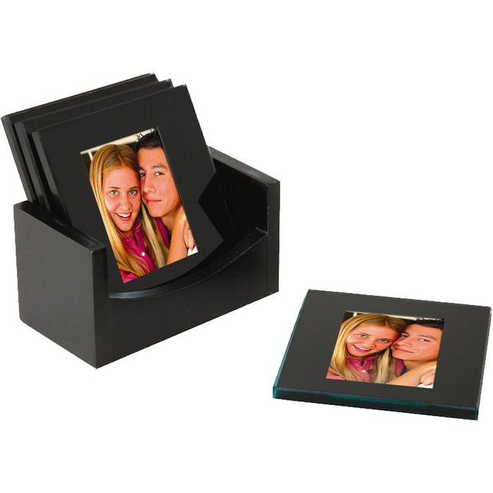 Glass Photo Coasters - Black (Set of 4)