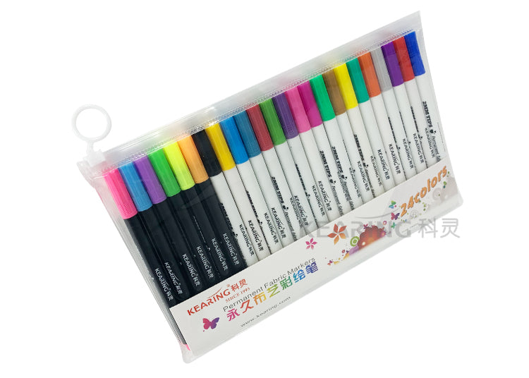 Fabric Markers Permanent for Clothes, 24 Colors Fabric Pens No Bleed, –  Loomini