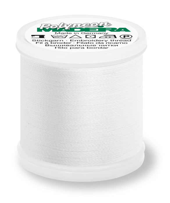 Madeira Polyneon 40 | Machine Embroidery Thread | 440 Yards | 9845-1801 | Super White