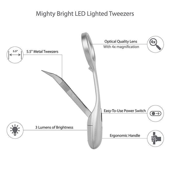 LED Lighted Tweezer and Magnifier 5-1/2 - 729578881124