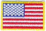 Mini American Flag Patch -  1-1/2" x 1" w/Gold Border - Left Side