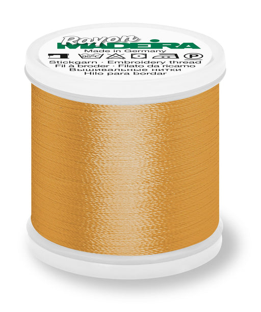 Madeira Rayon 40 | Machine Embroidery Thread | 220 Yards | 9840-1025 | Mine Gold