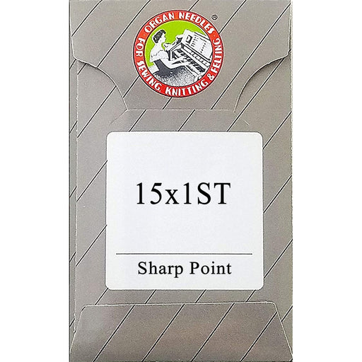 15x1 ST Organ Flat Shank Home Embroidery Large Eye Needles - 100/Box Sharp Point