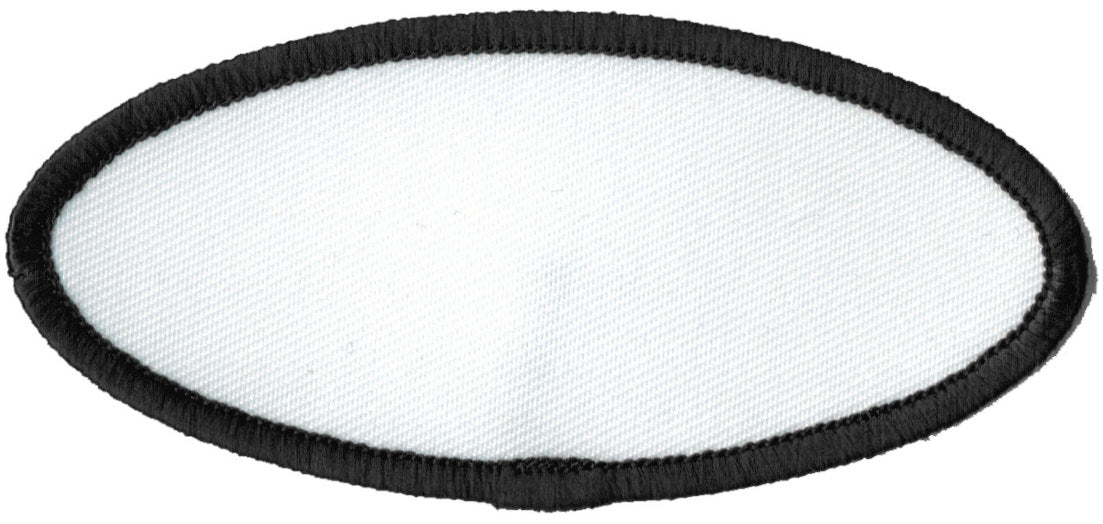 Oval Blank Patch 2-1/2 x 4-1/2 White Patch w/Black