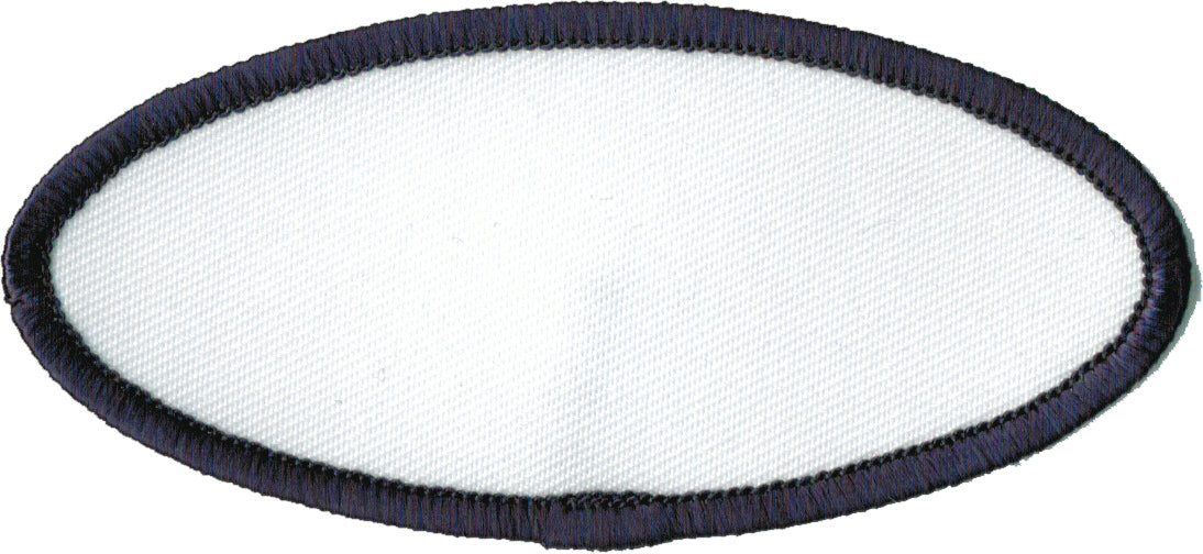 Oval Blank Patch 1-5/8" x 3-5/8" White Patch w/Navy