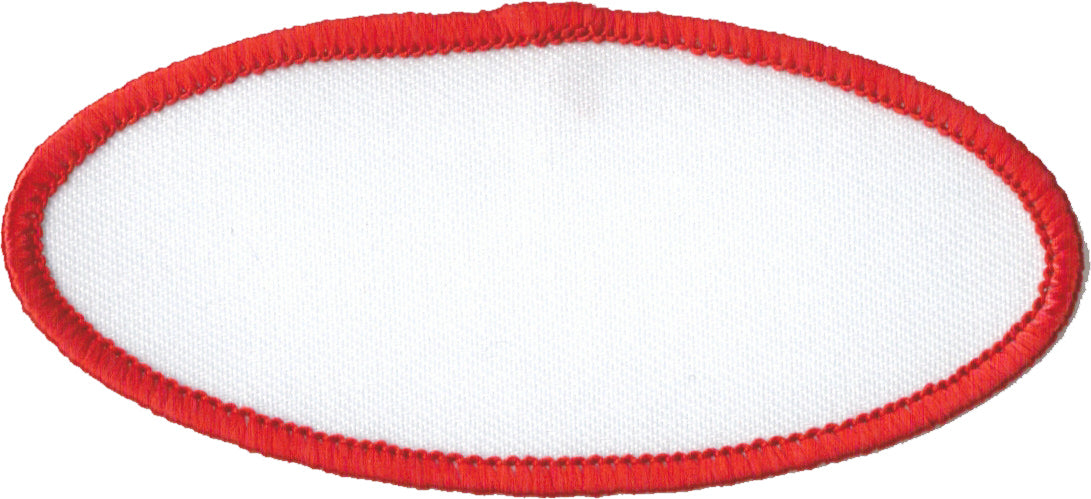 Oval Blank Patch 1-5/8" x 3-5/8" White Patch w/Red