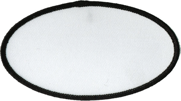 Oval Blank Patch 2-1/2" x 4-1/2" White Patch w/Black