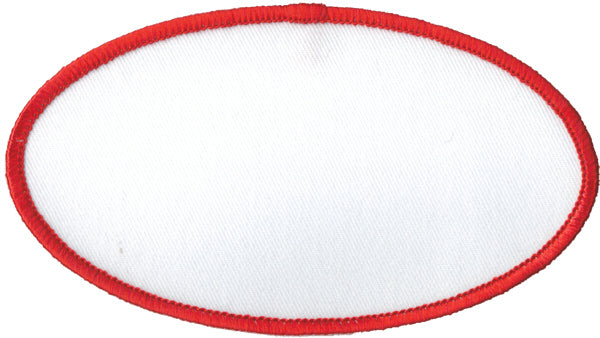 Oval Blank Patch 2-1/2 x 4-1/2 White Patch w/Red — AllStitch