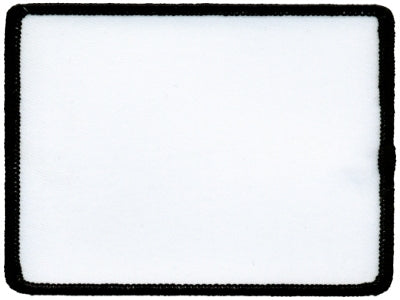 Rectangle Blank Patch 3" x 4" White Patch w/Black