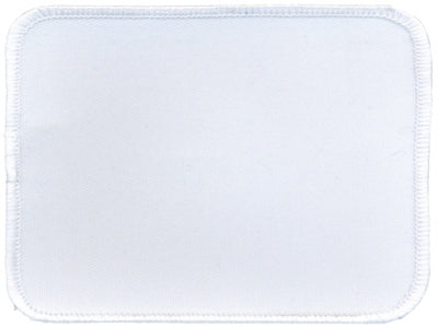 BLANK WHITE with BLACK TRIM, Saw-On Rayon PATCH - 4 x 1.5, Exceptional  Quality