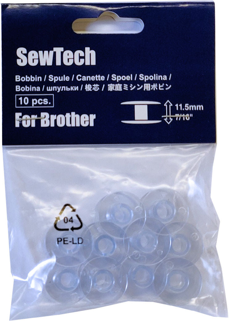 Brother SA156 Bobbins Clear Plastic 10 Pack