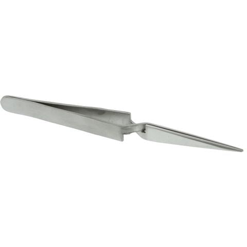 Cross Locking Tweezers Bent & Straight Reverse Action Stainless Steel 4-3/4 2pc (E 2)