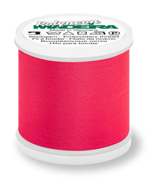 Madeira Polyneon 40 | Machine Embroidery Thread | 440 Yards | 9845-1907 | Fluorescent Pink