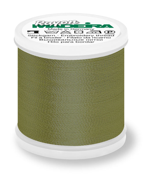 Madeira Rayon 40 | Machine Embroidery Thread | 220 Yards | 9840-1157 | Med. Army Green