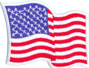 American Flag Patch  3.5" x 2.25" Wavy w/White Border