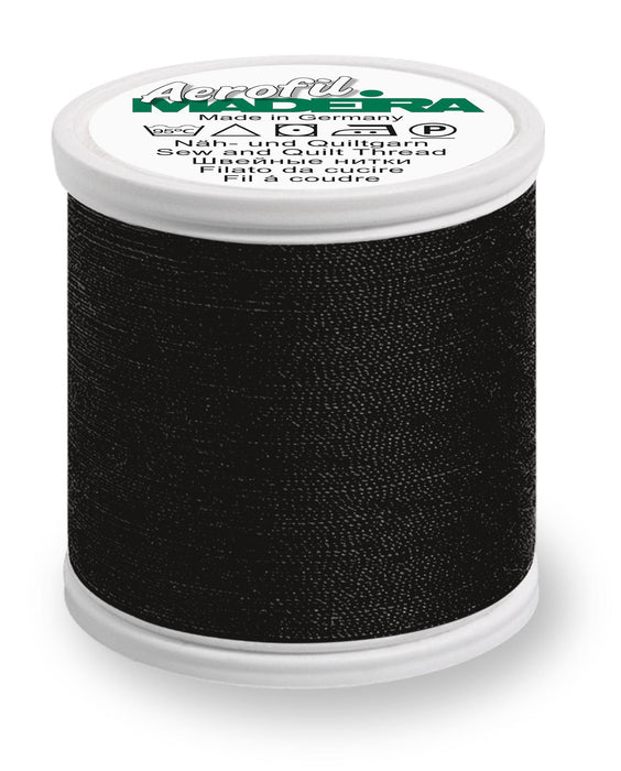 Madeira Aerofil 120 | Polyester Sewing-Construction Thread | 440 yards | 9125-8000 | Black